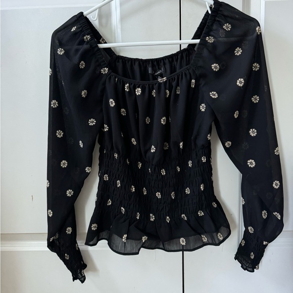 NWT Madewell Georgette Square-Neck Smock-Waist Top in Bloom Dot size xs - Picture 5 of 5